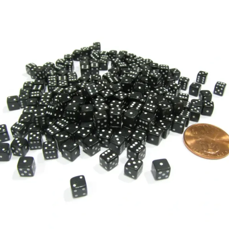 Dice>200 5mm .197 Inch Six Sided D6 Die Small Tiny Mini Miniature Black Dice - Your Source for Gaming Essentials