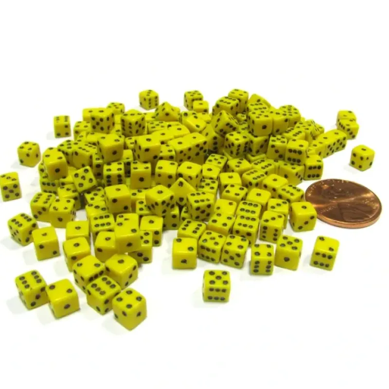 Dice>200 Six Sided D6 5mm .197 Inch Die Small Tiny Mini Miniature Yellow Dice - Your Source for Gaming Essentials