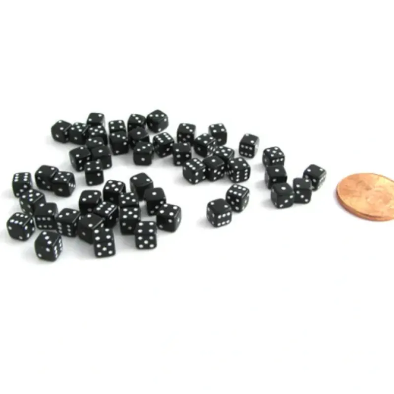 Dice>50 Six Sided D6 5mm .197 Inch Die Small Tiny Mini Miniature Black Dice - Your Source for Gaming Essentials