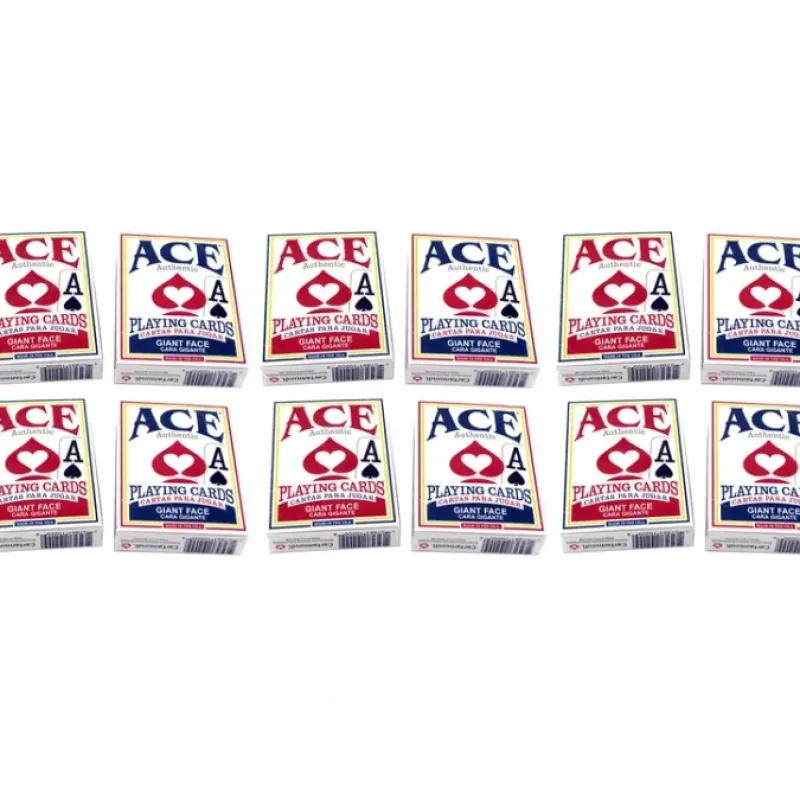 Cards>Ace Standard Size Playing Cards with Giant Faces - 6 Red Decks, 6 Blue Decks - Your Source for Gaming Essentials