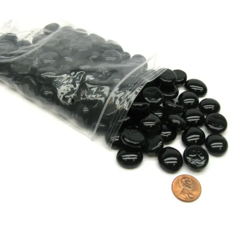 Board Games>Bag of 100 Glass Stones Game Markers - Black - Your Source for Gaming Essentials