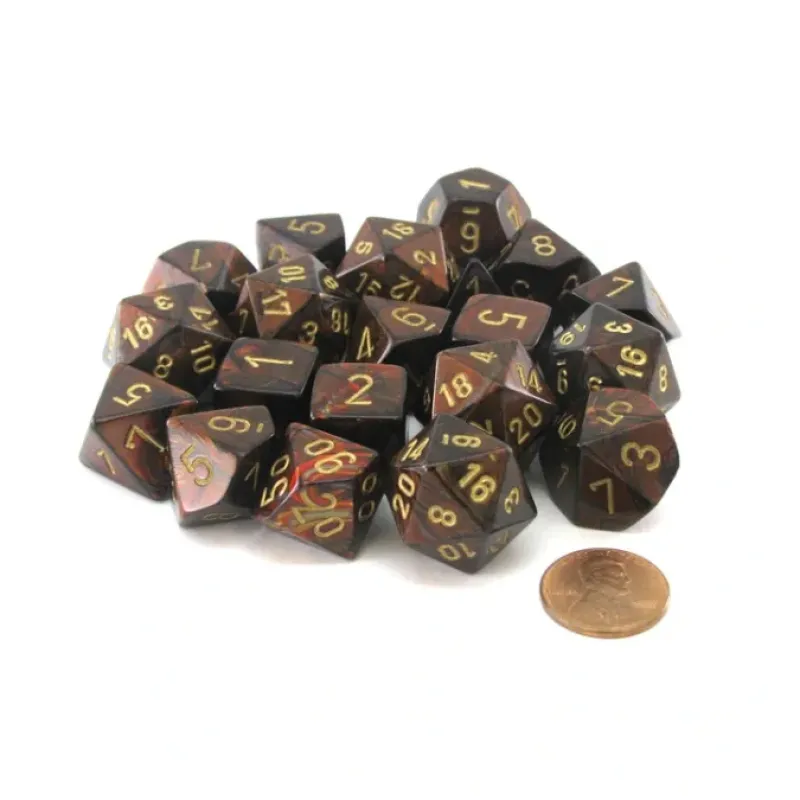Dice>Bag of 20 Scarab Polyhedral Dice - Blue-Blood with Gold Numbers - Your Source for Gaming Essentials