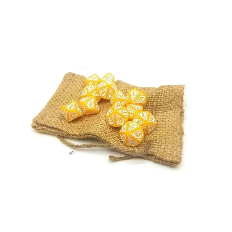 Dice>Blood & Plunder Pack of 12 D10 French Nationality Dice - Yellow with White - Your Source for Gaming Essentials