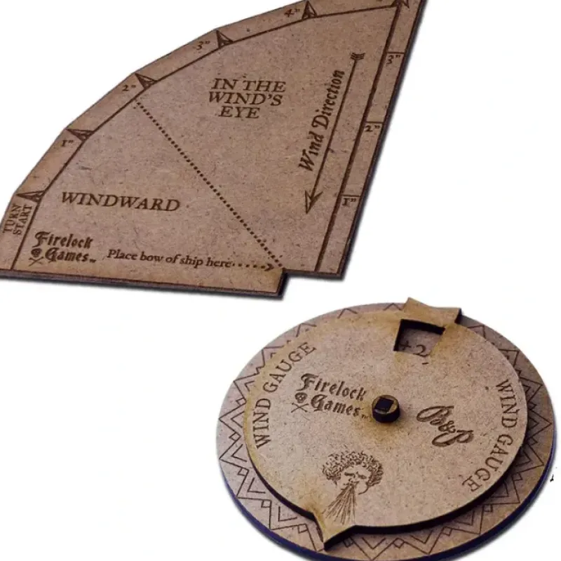 Board Games>Blood & Plunder Template Set: Wooden Turning Gauge and Wind Direction Compass - Your Source for Gaming Essentials