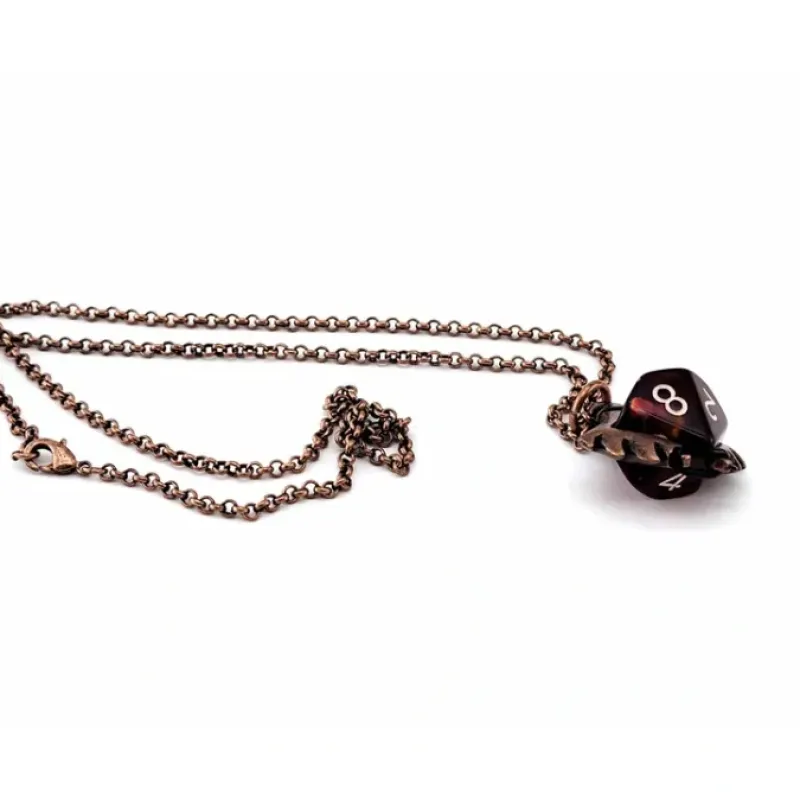 Dice>Dice Pendant Necklace 'Serrated Blade' with Old Copper Finish - Holds a D10 - Your Source for Gaming Essentials