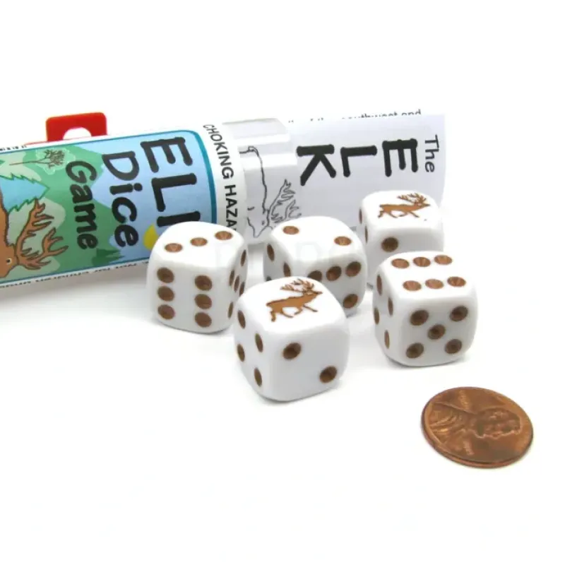 Dice>Elk Dice Game with 5 Dice Travel Tube and Gaming Instructions - Your Source for Gaming Essentials