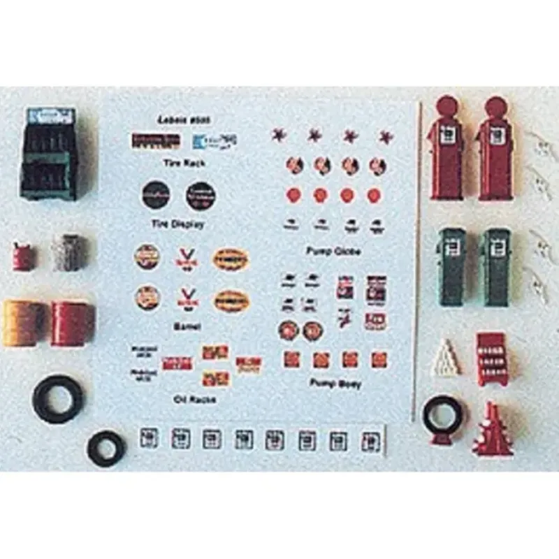 Hot JL Innovative Design 505 HO Post 1940's Gas Station Detail Set (16) w/54 Signs - Your Source for Gaming Essentials Trains