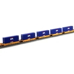 Kato 106-6140 N TTX Gunderson 5-Unit Stack Car w/40' APL Containers #75054 - Your Source for Gaming Essentials Trains