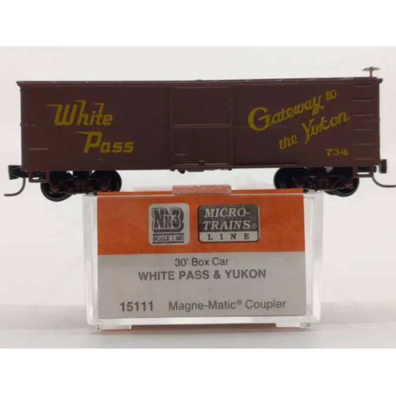 Sale Micro-Trains 01500111 Nn3 Scale White Pass & Yukon 30' Single Door Boxcar #734 NIB - Your Source for Gaming Essentials Trains