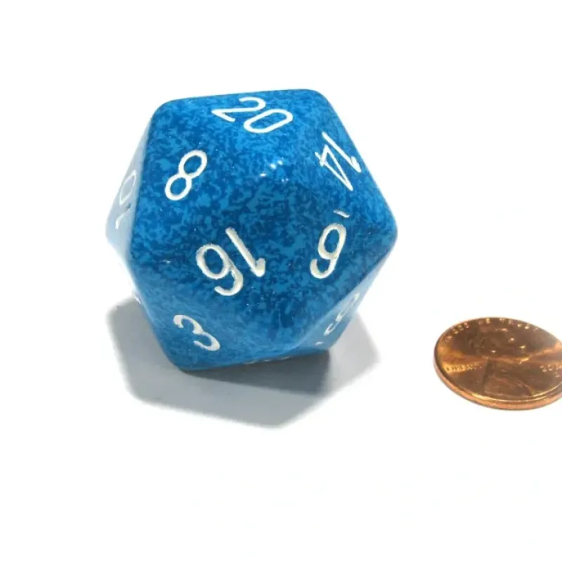 Dice>34mm Large 20-Sided D20 Speckled Chessex Dice, 1 Die - Water - Your Source for Gaming Essentials