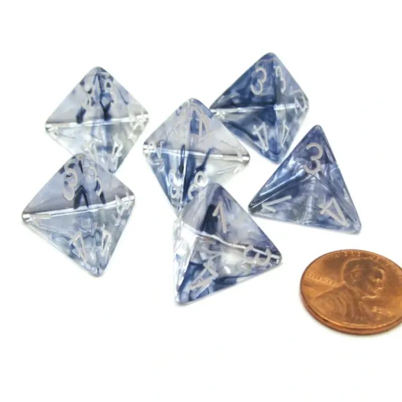 Dice>Nebula 18mm 4 Sided D4 Chessex Dice, 6 Pieces - Black with White - Your Source for Gaming Essentials