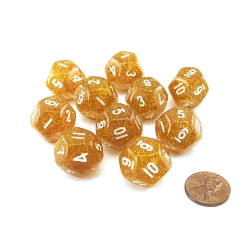 Dice>Pack of 10 D12 20mm Koplow Games Glitter Dice - Yellow - Your Source for Gaming Essentials