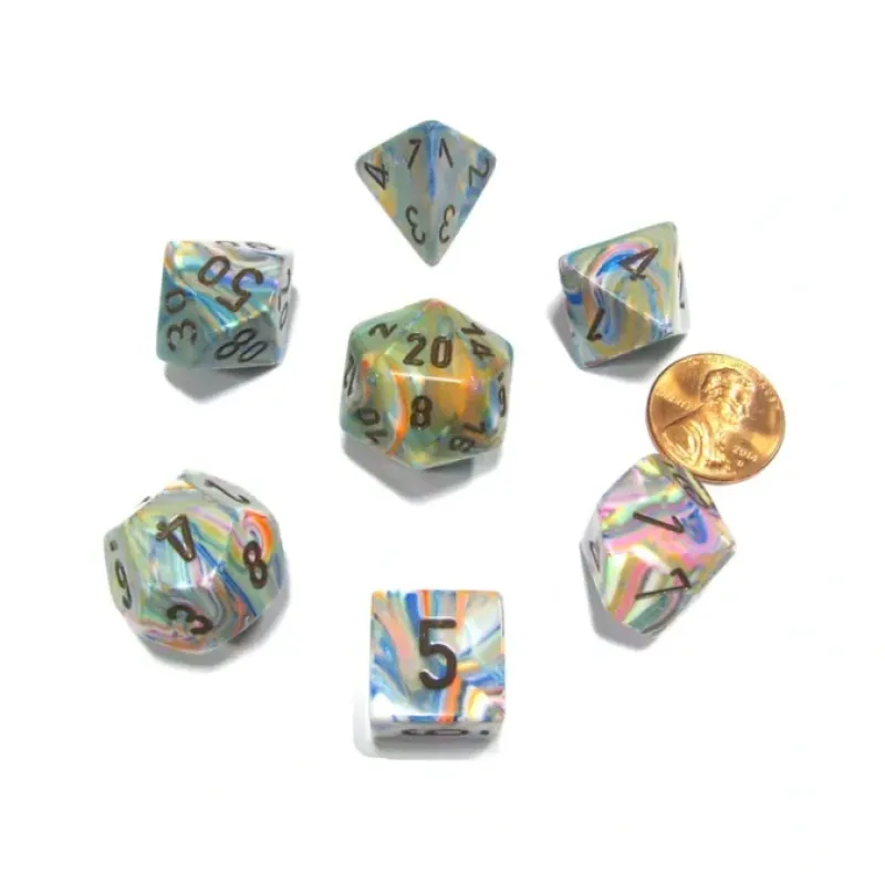 Dice>Polyhedral 7-Die Festive Chessex Dice Set - Vibrant with Brown Numbers - Your Source for Gaming Essentials
