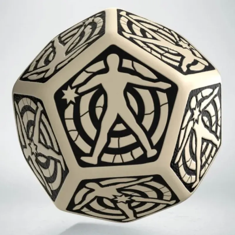 Dice>Q-Workshop D12 Hit Location Dice - Beige with Black (1 Die) - Your Source for Gaming Essentials