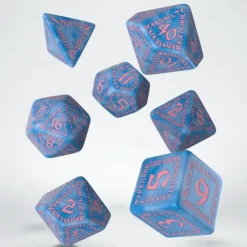 Dice>Q-Workshop Runic Dice Set Glacier with Pink (7 Pieces) - Your Source for Gaming Essentials