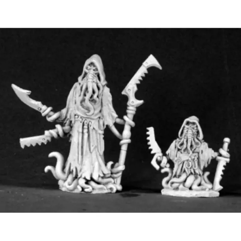 Tabletop Miniatures>Reaper Miniatures Darkspawn Cultist & Minion 03438 Dark Heaven Unpainted Metal - Your Source for Gaming Essentials