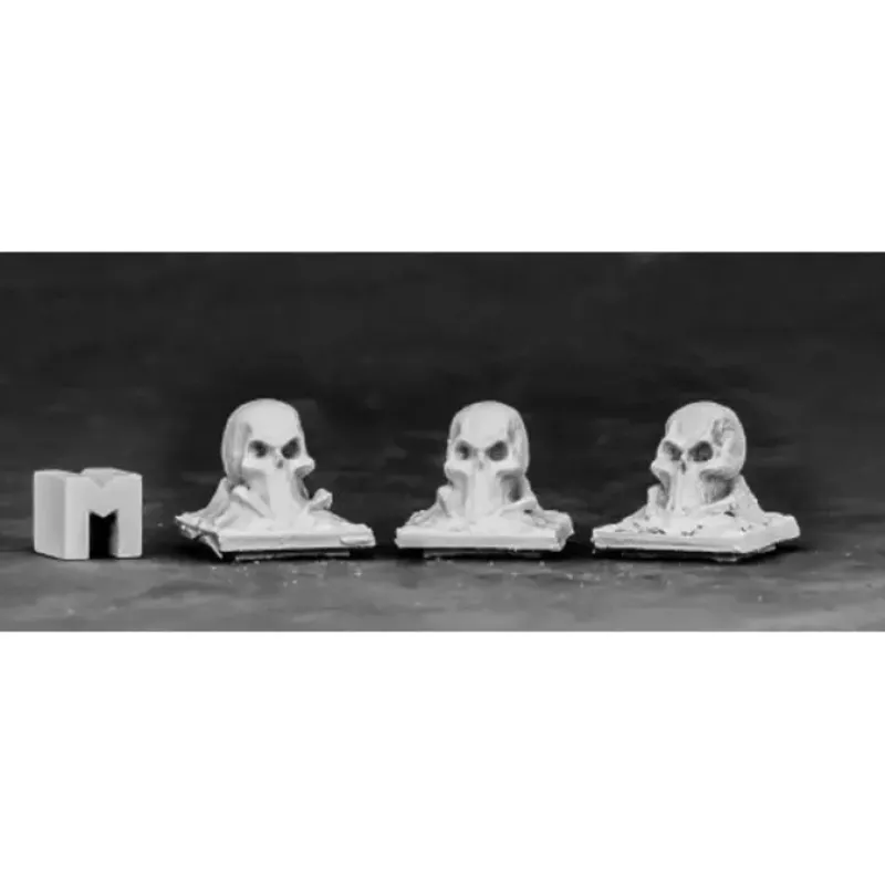 Tabletop Miniatures>Reaper Miniatures Graveyard Finial - Skull (3) 03855 Dark Heaven Unpainted Metal - Your Source for Gaming Essentials