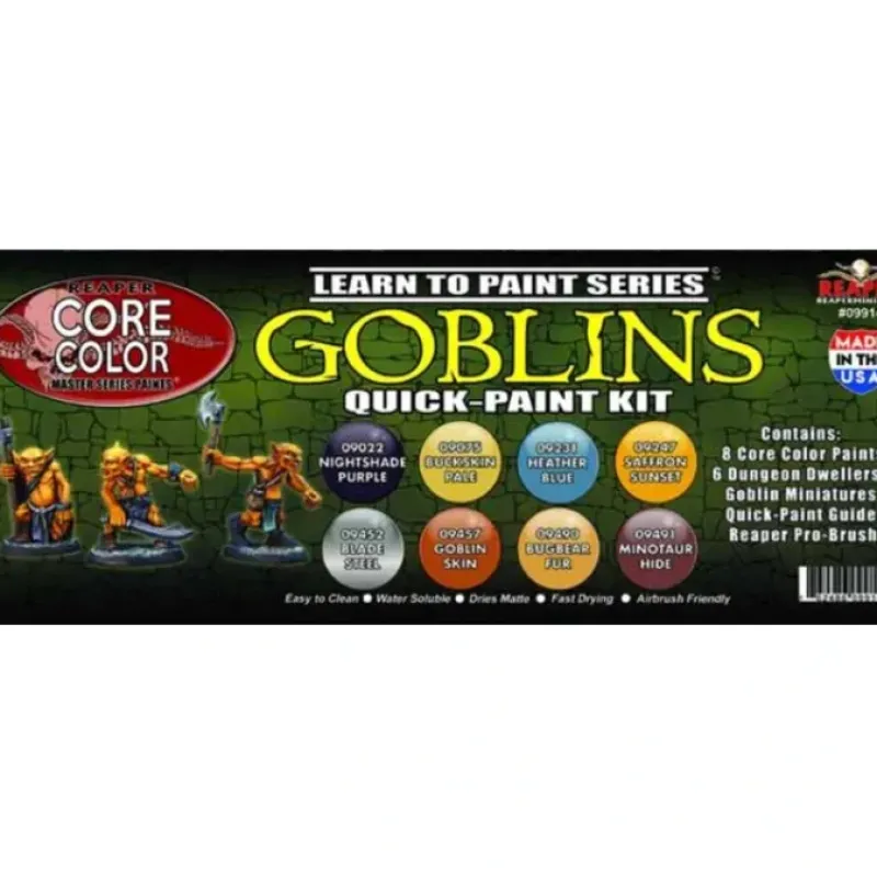 Tabletop Miniatures>Reaper Miniatures Learn to Paint Goblins #09914 Quick-Paint Kit - Your Source for Gaming Essentials