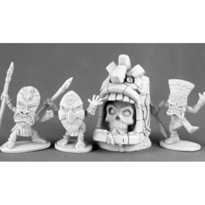 Tabletop Miniatures>Reaper Miniatures Unpainted Evil Shrine & Pygmy Savages 4P 03497 Dark Heaven - Your Source for Gaming Essentials