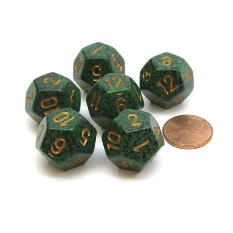 Dice>Speckled 18mm 12 Sided D12 Chessex Dice, 6 Pieces - Golden Recon - Your Source for Gaming Essentials