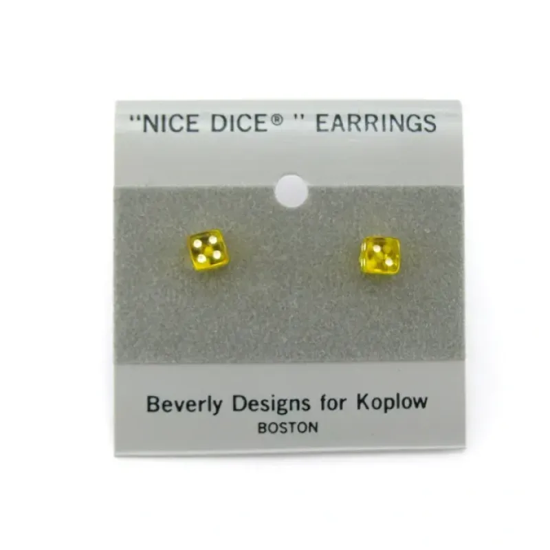 Dice>Tiny 5mm Post Stud Dice Earrings - Transparent Yellow with White Pips - Your Source for Gaming Essentials