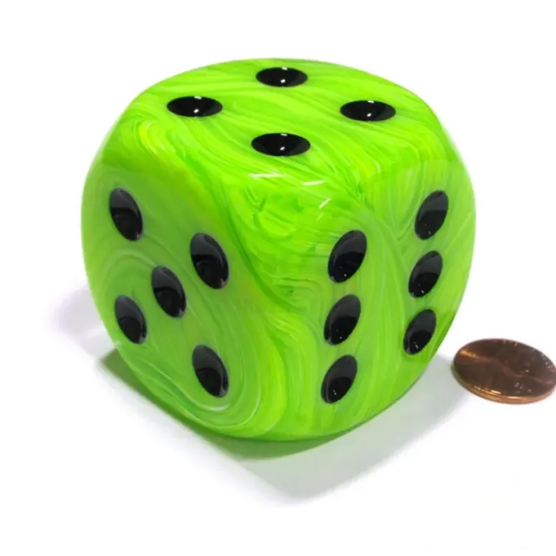 Dice>Vortex 50mm Huge Large D6 Chessex Dice, 1 Piece - Green with Black Pips - Your Source for Gaming Essentials