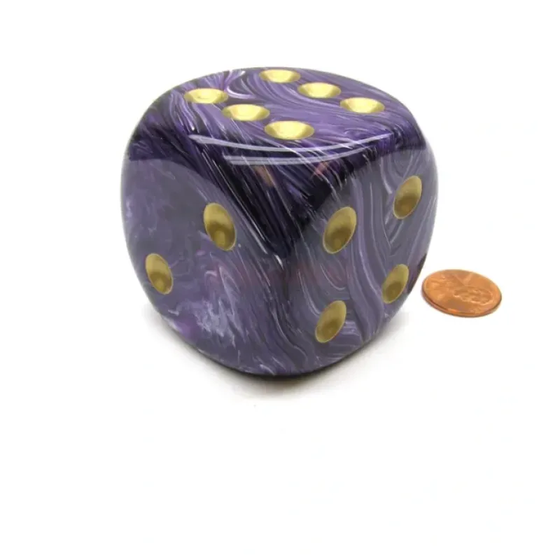 Dice>Vortex 50mm Huge Large D6 Chessex Dice, 1 Piece - Purple with Gold Pips - Your Source for Gaming Essentials